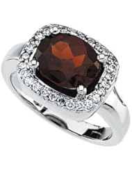Ann Harrington Jewelry 14k White Gold 10x8 mm Genuine Mozambique Garnet And 1/4 Ct Tw Diamond Ring