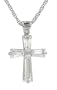 Platinum Plated Sterling Silver Cubic Zirconia Emerald-Cut Cross Pendant, 18"