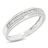 1/5 Carat T.W. Round Cut Diamond Mens Wedding Ring 14K White Gold Wedding Ring - Free Gift Box -