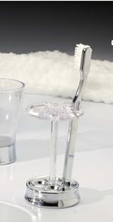 InterDesign Zia Stainless Steel Toothbrush Stand - Clear/Chrome