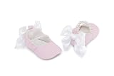 Mud Pie Baby Pink Pearl Strap Ballet Slipper with White Bow