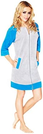 Women Luxury SOFT Cotton Housecoat Dressing Gown Dress Style Bathrobe Zip Up