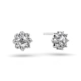 14K White Gold Genuine Round White Topaz Star Earrings
