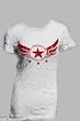 Sledge USA Women's Short Sleeve Crinkle Tee Red Wings and Stars in White
