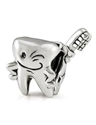 Genuine Ohm Beads (TM) Product. 925 Sterling Silver Happy Tooth European Bead Charm. 100% Satisfaction Guaranteed.