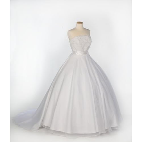 White Organza and Lace Strapless Wedding Gown