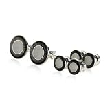 Unique Black Enamel Silver-Plated Formal Set by Cuff-Daddy