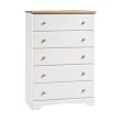 South Shore 3263035 5-Drawer Chest, Pure White and Maple