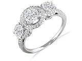 1.25 ctw Three Diamond Look Micro Pave Ring in 14K White Gold