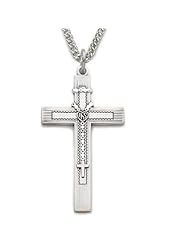 Sterling Silver Cross Necklaces with a Rosary Inner Cross Childrens Religious Jewelry Boy Cross Necklaces Gift Boxed w/Chain 24" Length Gift Boxed
