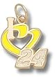 Driver Number "I Heart 24" 1/2" Enamel Enamel Pendant -14K/10K, Stainless Steel or Gold Plated
