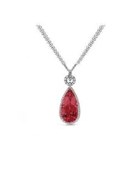 4.28Ct Pear Cut Ruby & Diamond Accented Pendant 14K Gold