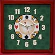 12x12 Square Casino Wall Clock Cherry - Game Room Products > Neon Clocks > Novelty Clocks