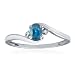 DECEMBER Birthstone Ring 10K White Gold London Blue Topaz Ring