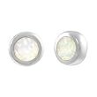 Sterling Silver White Opal Round Stud Earrings