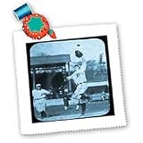 Vintage Detroit Tigers Making the Catch Black and Cyan - 10x10 Quilt Square