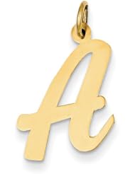 14k Yellow or White Gold Large Script Initial A Charm