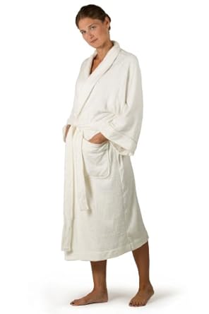 Bamboo Terry Cloth Robe for Women - Ecovaganza - Terry Bath Spa Robe in Natural White (Bamboo Viscose + Cotton) - An Eco Friendly Christmas Gift of Luxury - Women's Terry Bathrobe