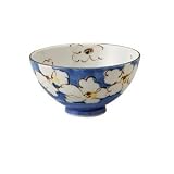 濃絵花青 京茶碗
