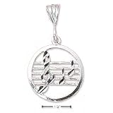 Buy Sterling Silver Round Music Staff G-Cleff and Notes Charm by JewelryWeb