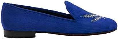 Kardinale Blue Suede Slip On W/Leaf Design