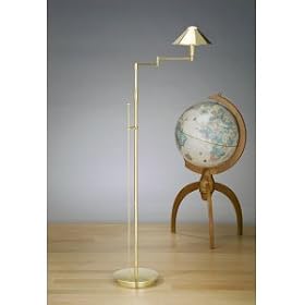 Holtkoetter Polished Brass Metal Shade Swing Arm Floor Lamp