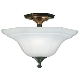 Kenroy Home Georgetown Two-Light Semi-Flush Ceiling Fixture, Golden Bronze with Frosted... by Kenroy Home