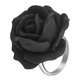 Image of Forzieri Hand Made Black Rose Sterling Silver Fashion Ring