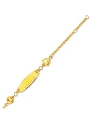 14K Solid Gold Children Baby Kids ID Heart Bracelet Free Engraving 6"