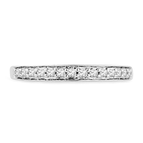 10KT White Gold Round Diamond Anniversary Band Ring (1/10 cttw)