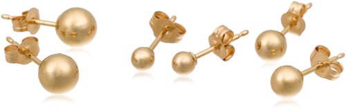 Childrens Toyshop  Jewelry : 14k Yellow Gold 3-Piece Stud Earring Set (3mm, 4mm, 5mm)