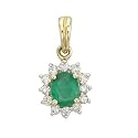 14K Yellow Gold Emerald & Diamond Pendant