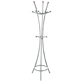 Modern Helix Coat and Hat Stand in Aluminium Colour Metal