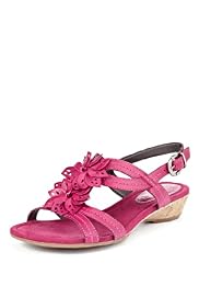 Footglove™ Original Leather Wide Fit Floral Corsage Sandals