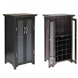 Wine Cabinet with 2 Glass Doors (Espresso) (40H x 22W x 17.2D)