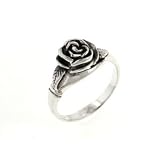 Small Sterling Silver Detailed Rose Flower Ring(Sizes 3,4,5,6,7,8,9,10)