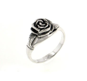 Small Sterling Silver Detailed Rose Flower Ring (Size 4,5,6,7,8,9,10)