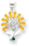 Enameled Crystal Flower Charm, Sterling Silver