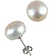 White 10-11mm AA+ Cultured Pearl Sterling Silver Stud Earrings (LS2B1)