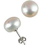 White 10-11mm AA+ Cultured Pearl Sterling Silver Stud Earrings (LS2B1)