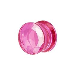00 Gauge Pink Solid Diamond Cut Cubic Zirconia Saddle Plug