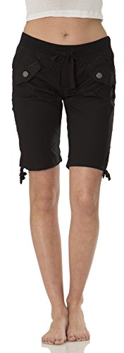 Classic Designs Juniors Stretch Poplin Cargo Bermuda Shorts with Elastic Waist