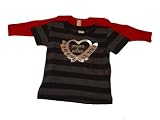 American Apparel 2 Pack for Kids - Baby Rib Long Sleeve Lap Tee in Red (Size 3-6 months) and Mama & Dada Black Stripe T-shirt - Ships in 24 Hours!
