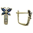 14K Yellow Gold Butterfly September Birthstone Leverback Earrings