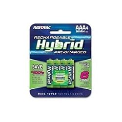 Rayovac Rechargeable Hybrid Batteries, AAA-size, 4-count Carded Pack (Pack of 2)
