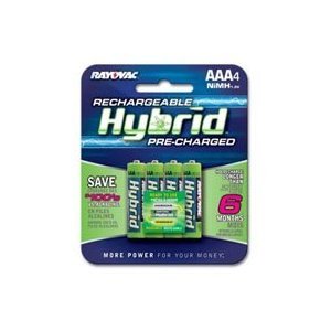 Rayovac Rechargeable Hybrid Batteries, AAA-size, 4-count Carded Pack (Pack of 2)