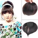DIY Styling Synthetic Fibre Inclined Bangs with Clips Fringe Wigs Clip-on Hair Extension Women- Natural Color