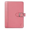 Pink Leather Snap-Tab Loose-Leaf Binder--PORTABLE - Pink