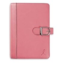 Pink Leather Snap-Tab Loose-Leaf Binder--PORTABLE - Pink