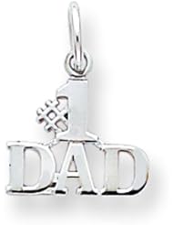 14K White Gold #1 Dad Charm Father Family Pendant